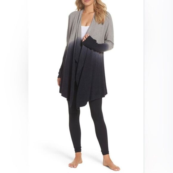 Barefoot Dreams CozyChic Lite Ombré Cardigan Sweater Size Small Gray Blue - Picture 2 of 9